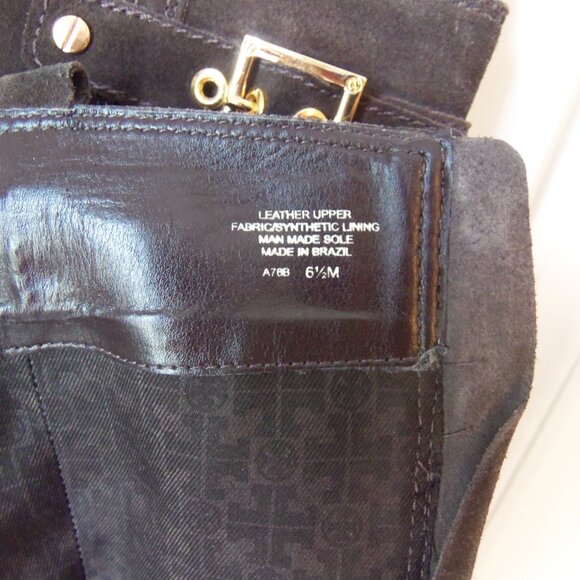 Tory Burch Tall Brown Suede Buckle Heeled Boots sz 6.5 - Picture 13 of 15